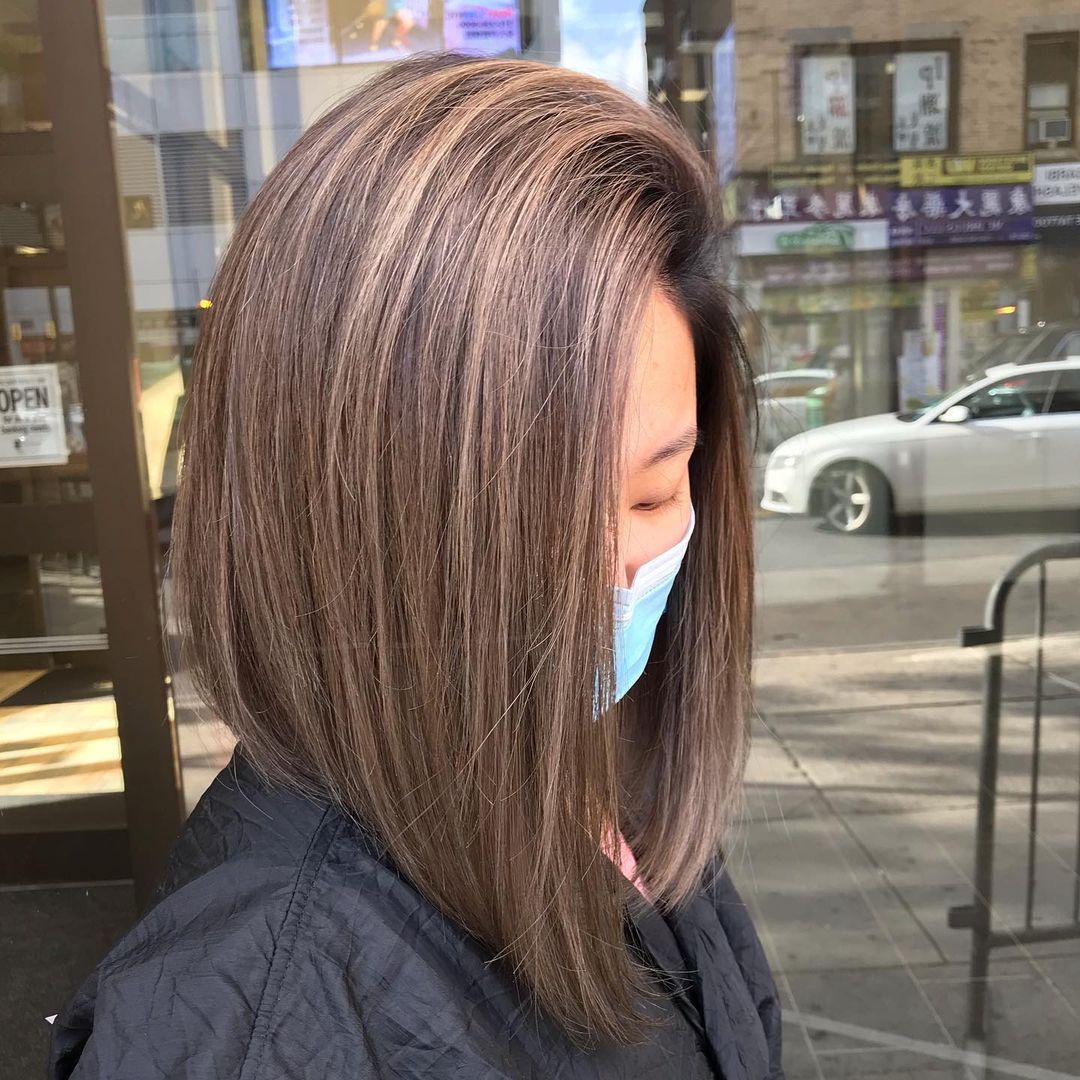 Brown hair with lowlights - cool highlights