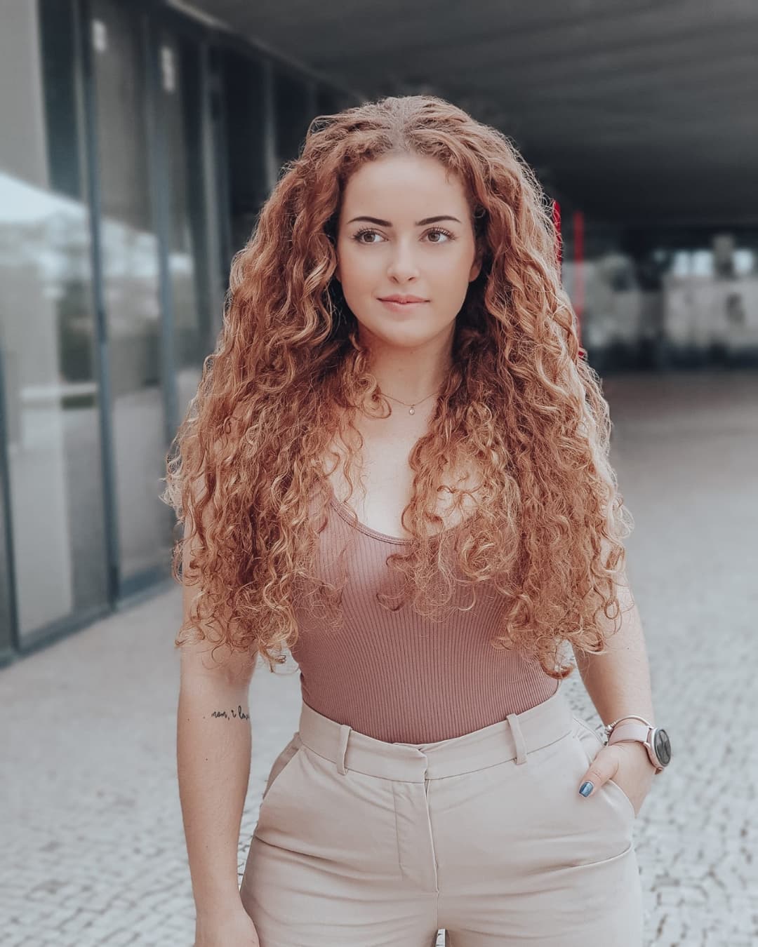 Balayage curly hair - light ginger