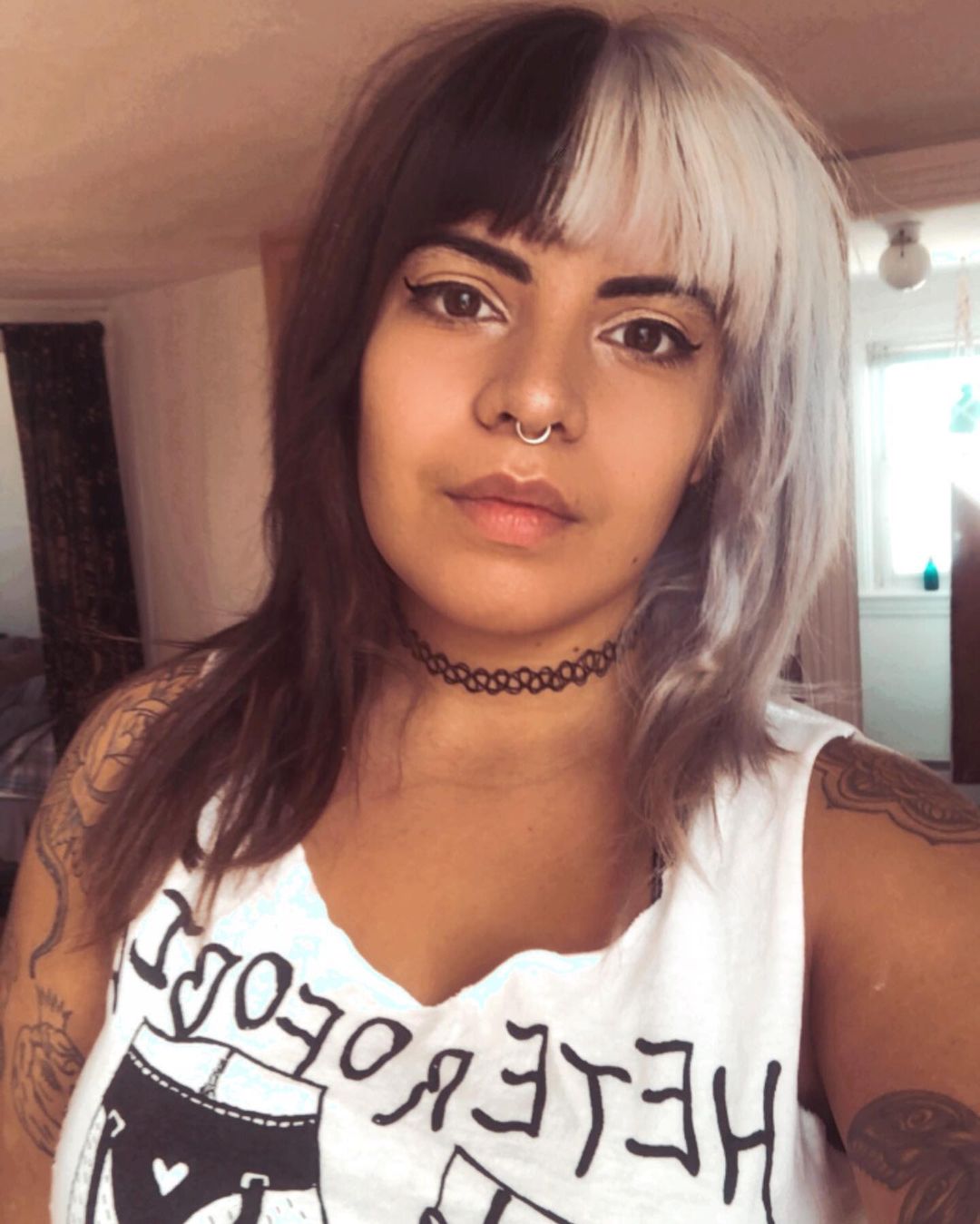 Natural half and half hair color