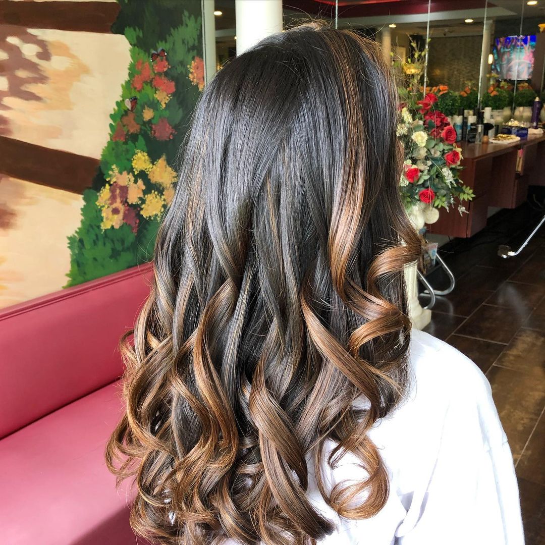 Honey blonde on black hair