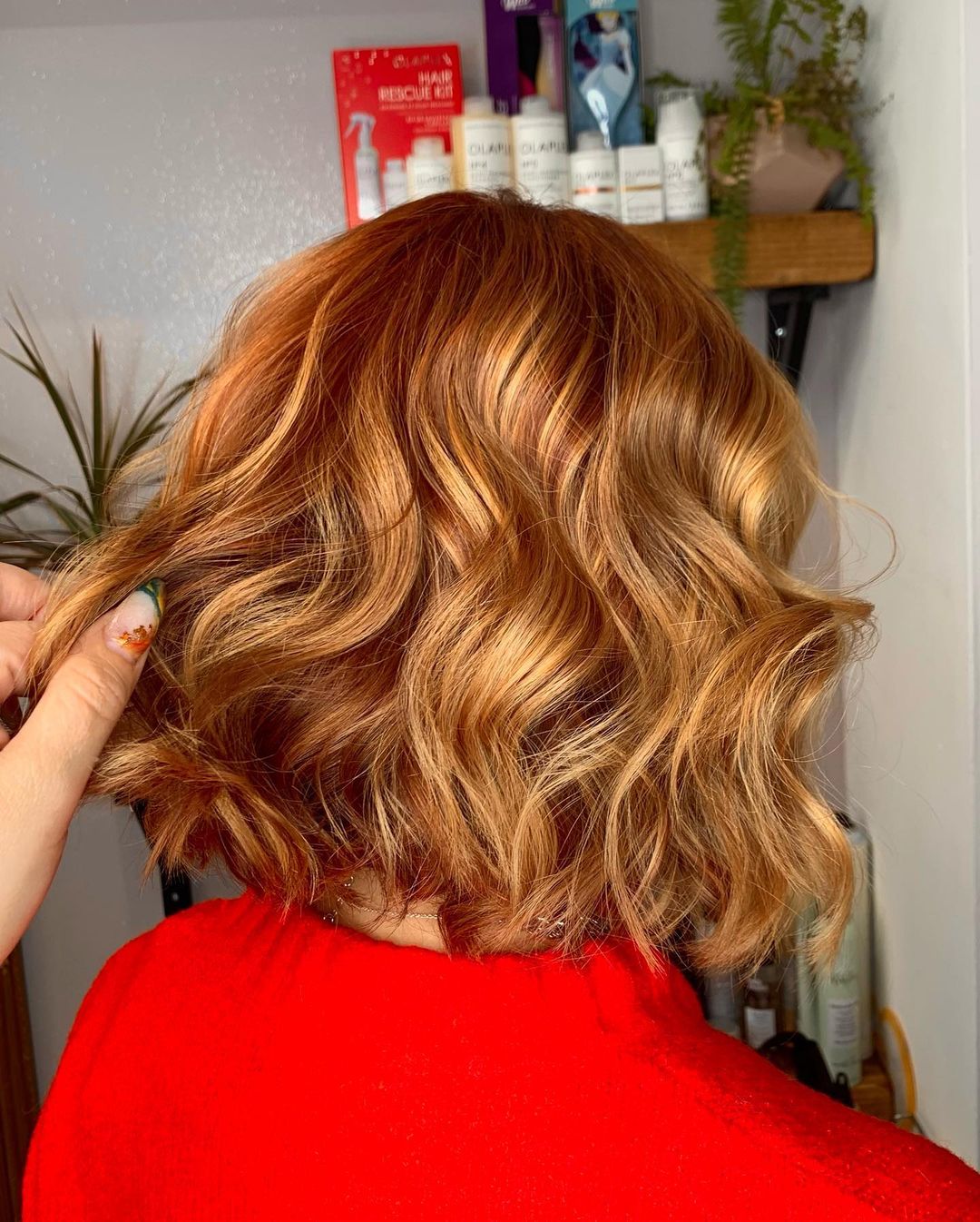 Light honey balayage on short hair