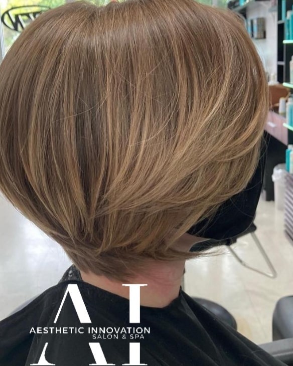 Honey blonde on a bob haircut