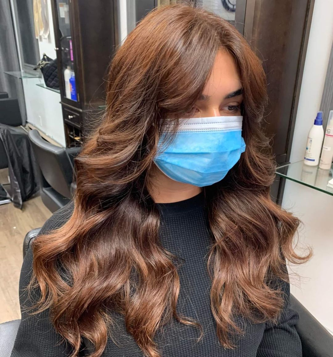 Honey brown + bangs hairstyles