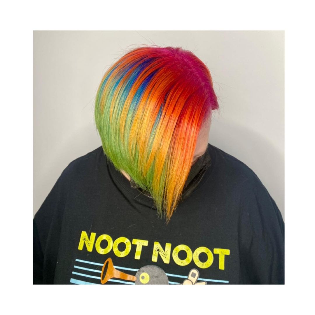 Rainbow hair coloring