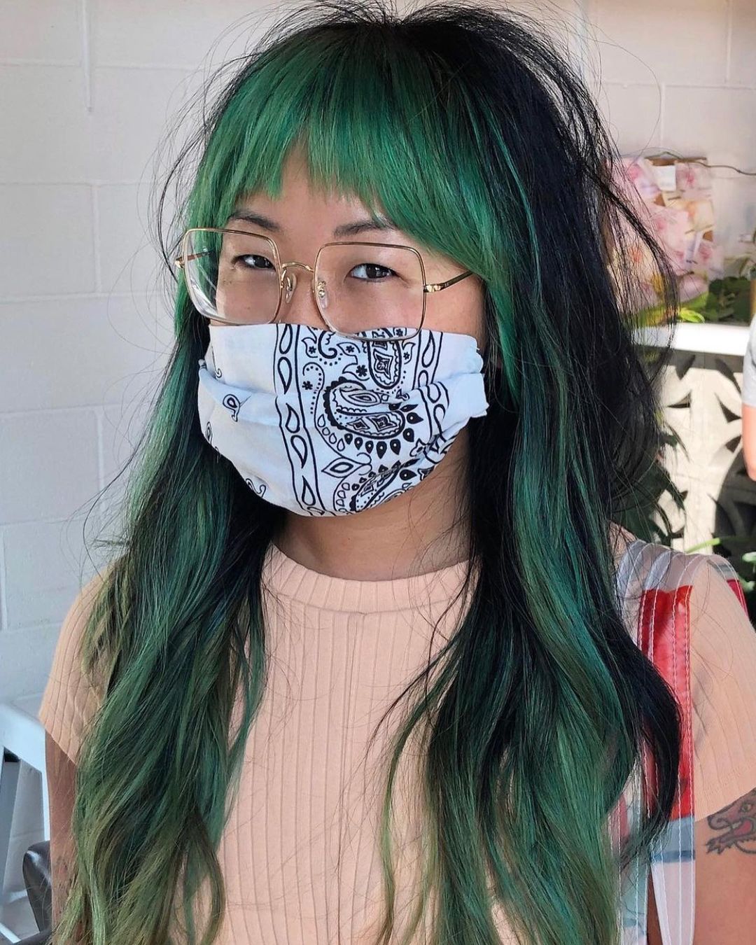 Emerald green - coloring some parts of the hair