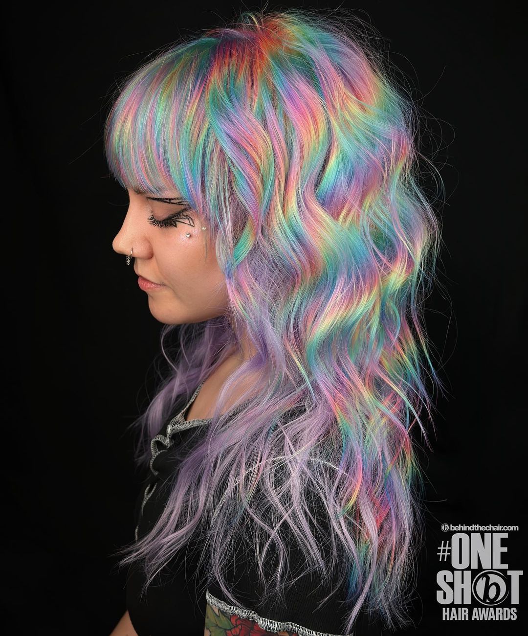 Fantastic curtain holographic bangs